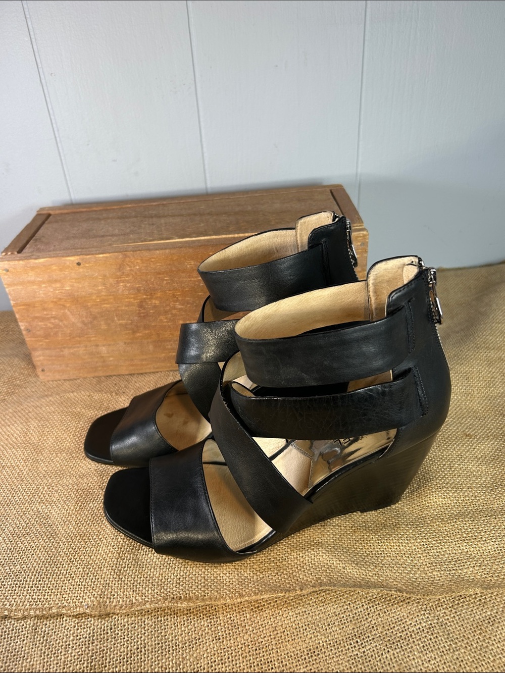 Michael Kors Black Strappy Wedge Sandals - Picture 4 of 13